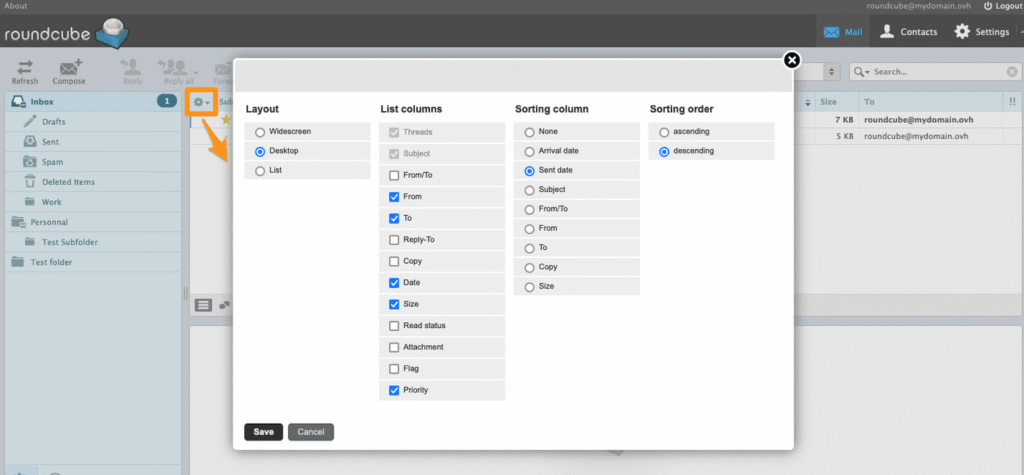 Écran de connexion du webmail OVH Roundcube affiché dans un navigateur avec champs identifiant et mot de passe