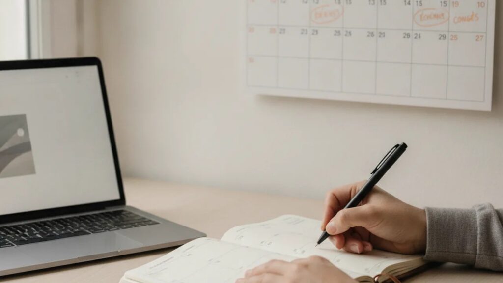 Calendrier papier et calcul du nombre de jours entre deux dates