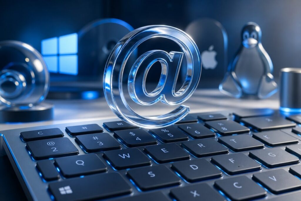Touche arobase @ sur un clavier d'ordinateur AZERTY